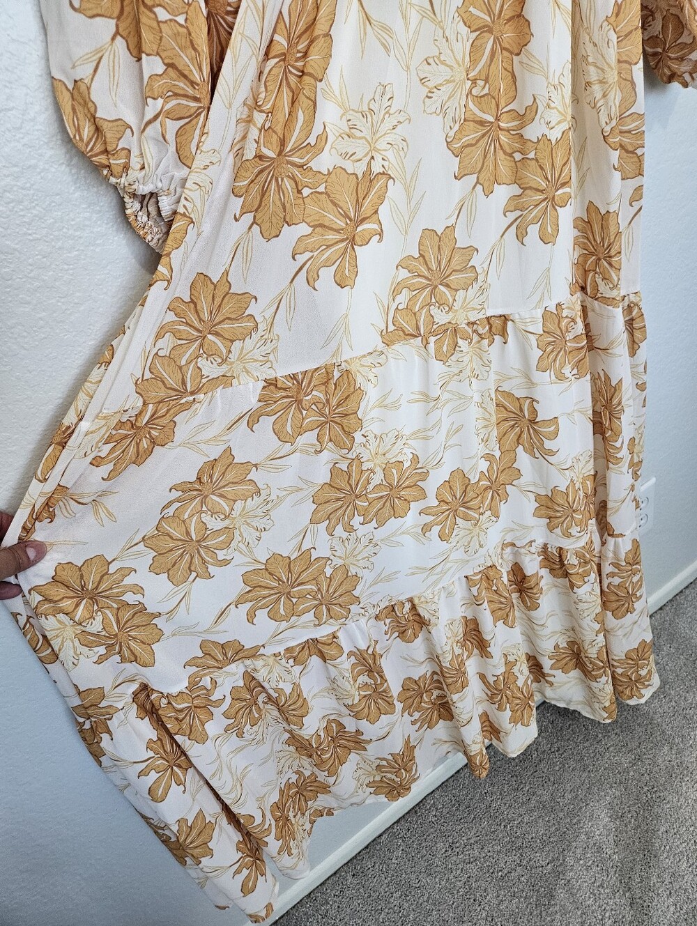 NWT Flying Tomato | Floral Print Off The Shoulder Smocked Maxi Dress Women Large - Picture 7 of 11
